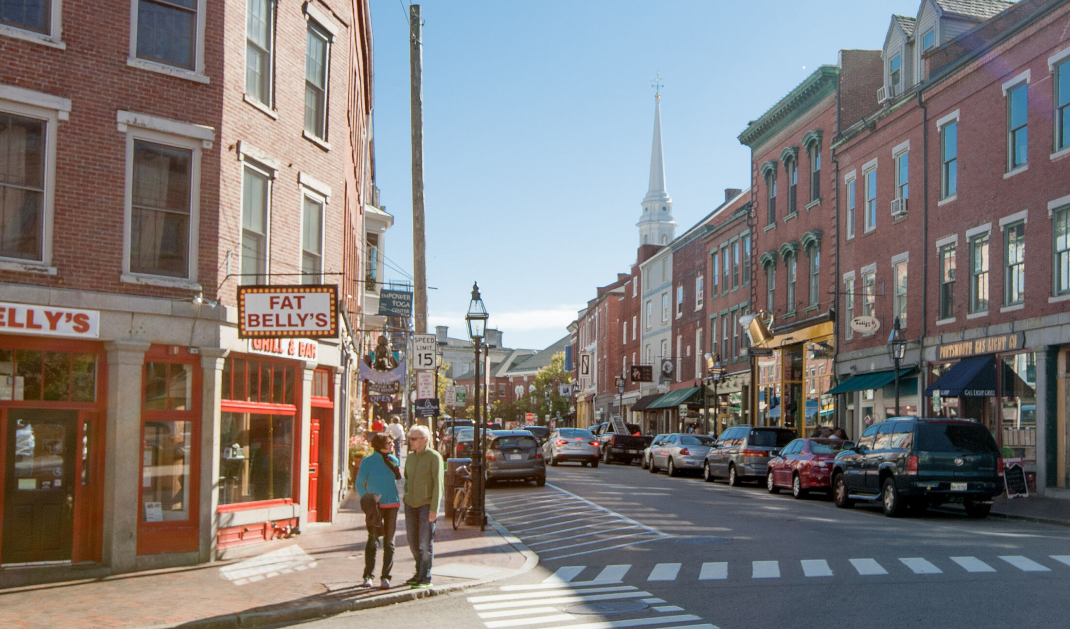 Downtown Portsmouth NH on a sunny summer day